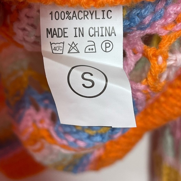 NWOT 70s Style Crochet Long Sleeve Striped Top Size Small - Picture 5 of 6